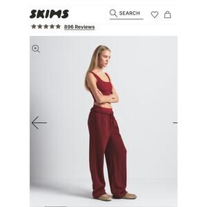 SKIMS Straight Leg Fleece Pant. Size Small. Sold Out Color Merlot